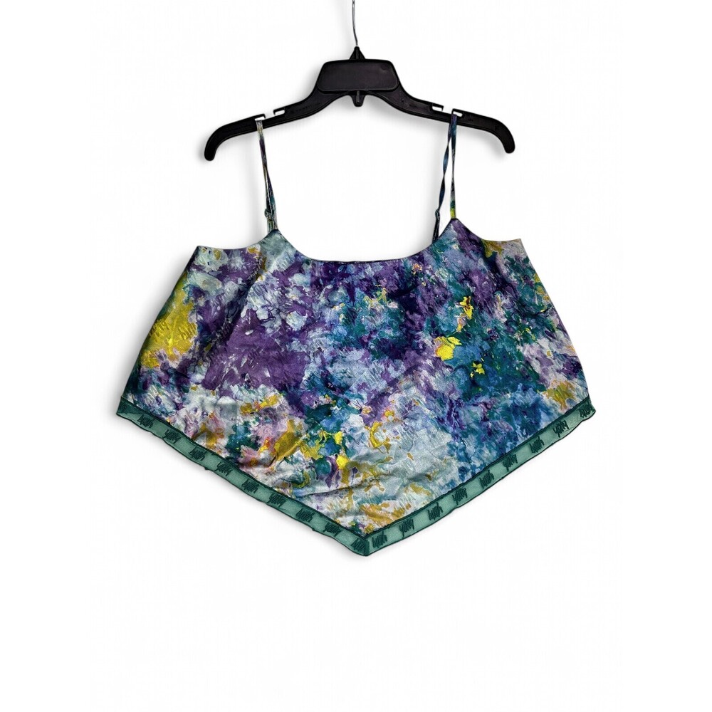 Yitty Watercolor Handkerchief Hem Scarf-Style Tank Top M